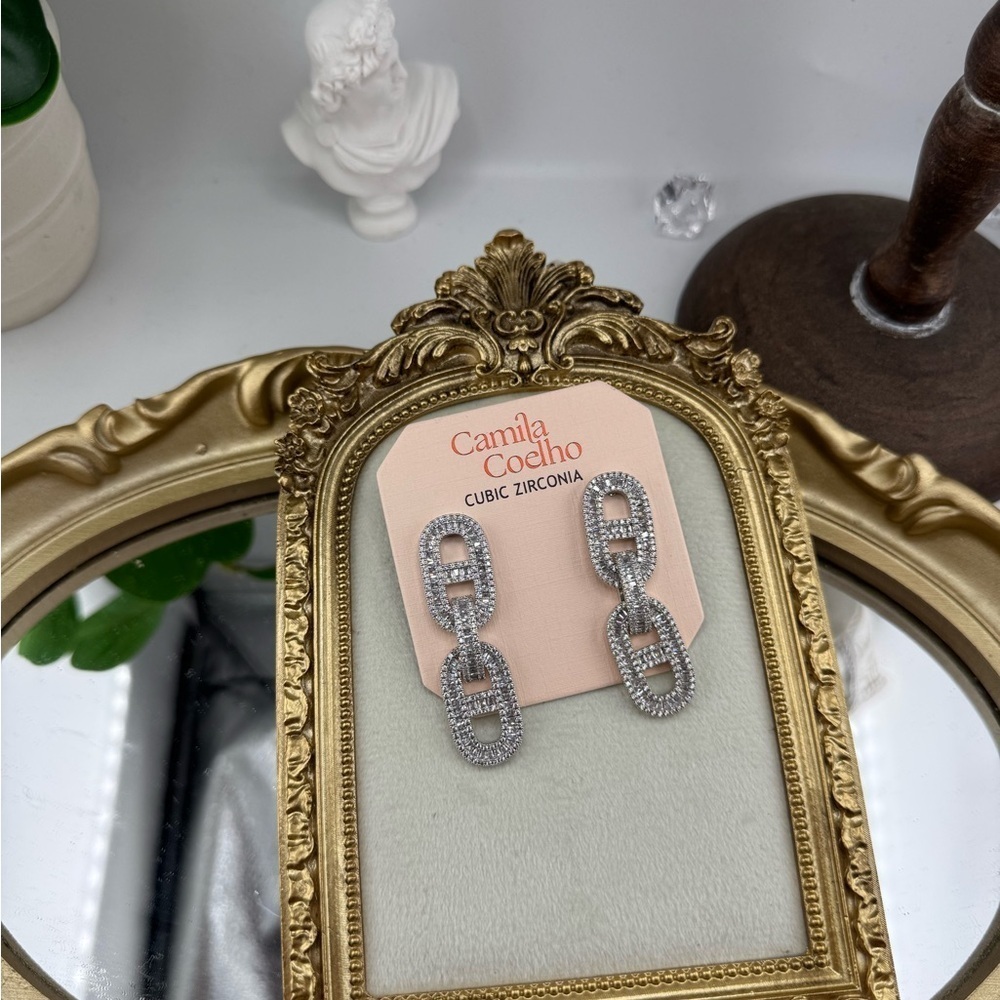 Camila Coelho Cubic Zirconia Chain-Link Earrings - Picture 8 of 9